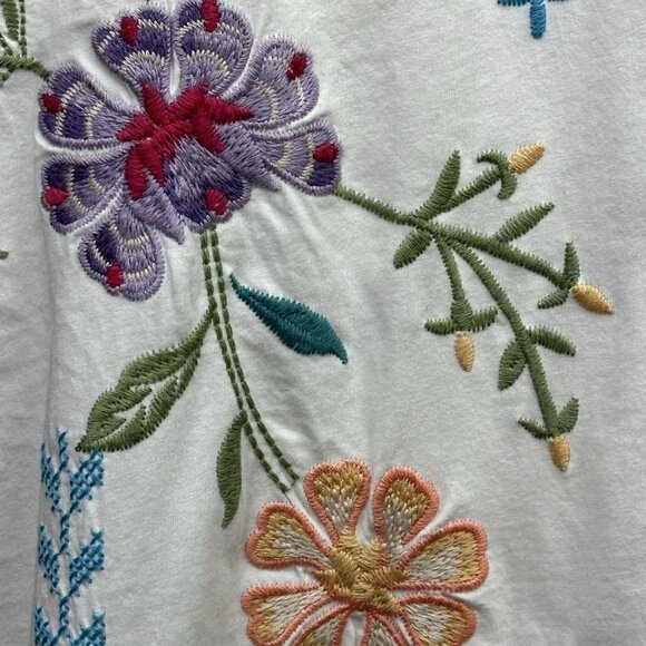 🌺 Johnny Was Katie Relaxed Drape Tee • Small • Embroidered • Worn 1X 🌺 - Picture 12 of 16